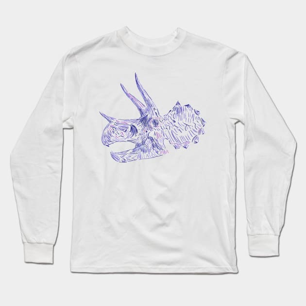 Triceratops Skull in color Long Sleeve T-Shirt by Katherine Montalto